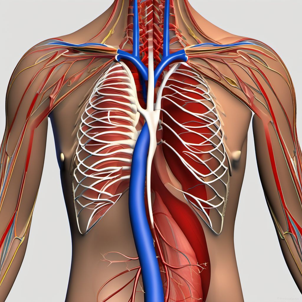 Unspecified injury of left innominate or subclavian vein digital illustration