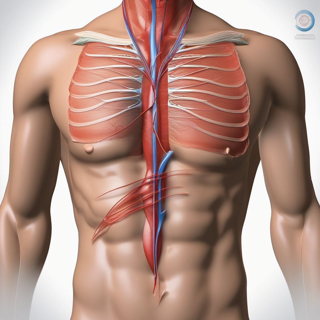 Minor laceration of left innominate or subclavian vein digital illustration