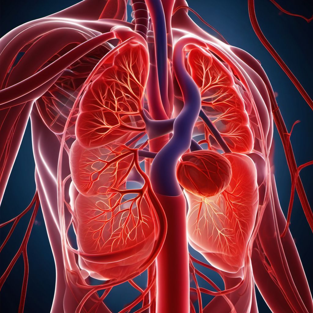 Unspecified injury of left pulmonary blood vessels digital illustration