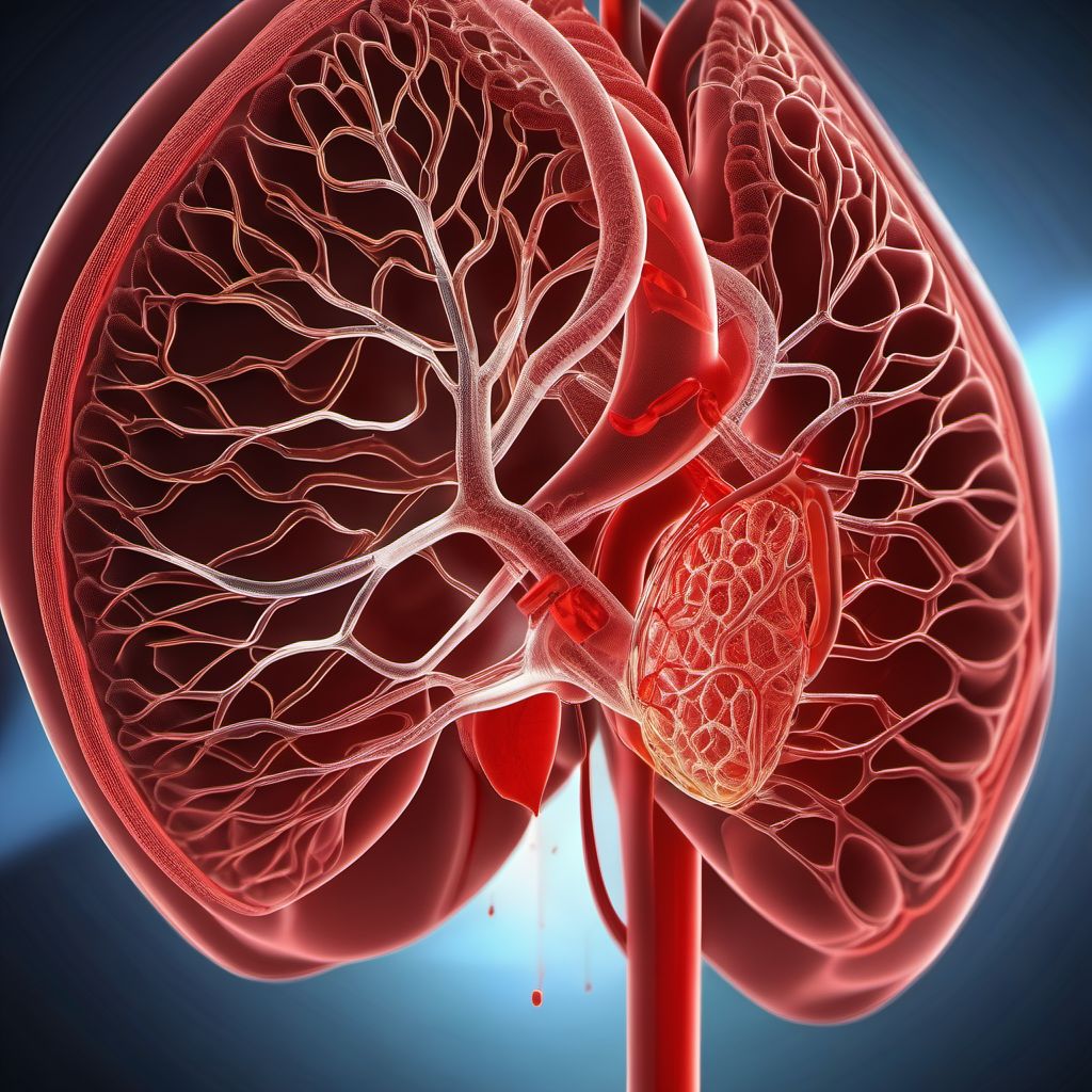 Unspecified injury of unspecified pulmonary blood vessels digital illustration