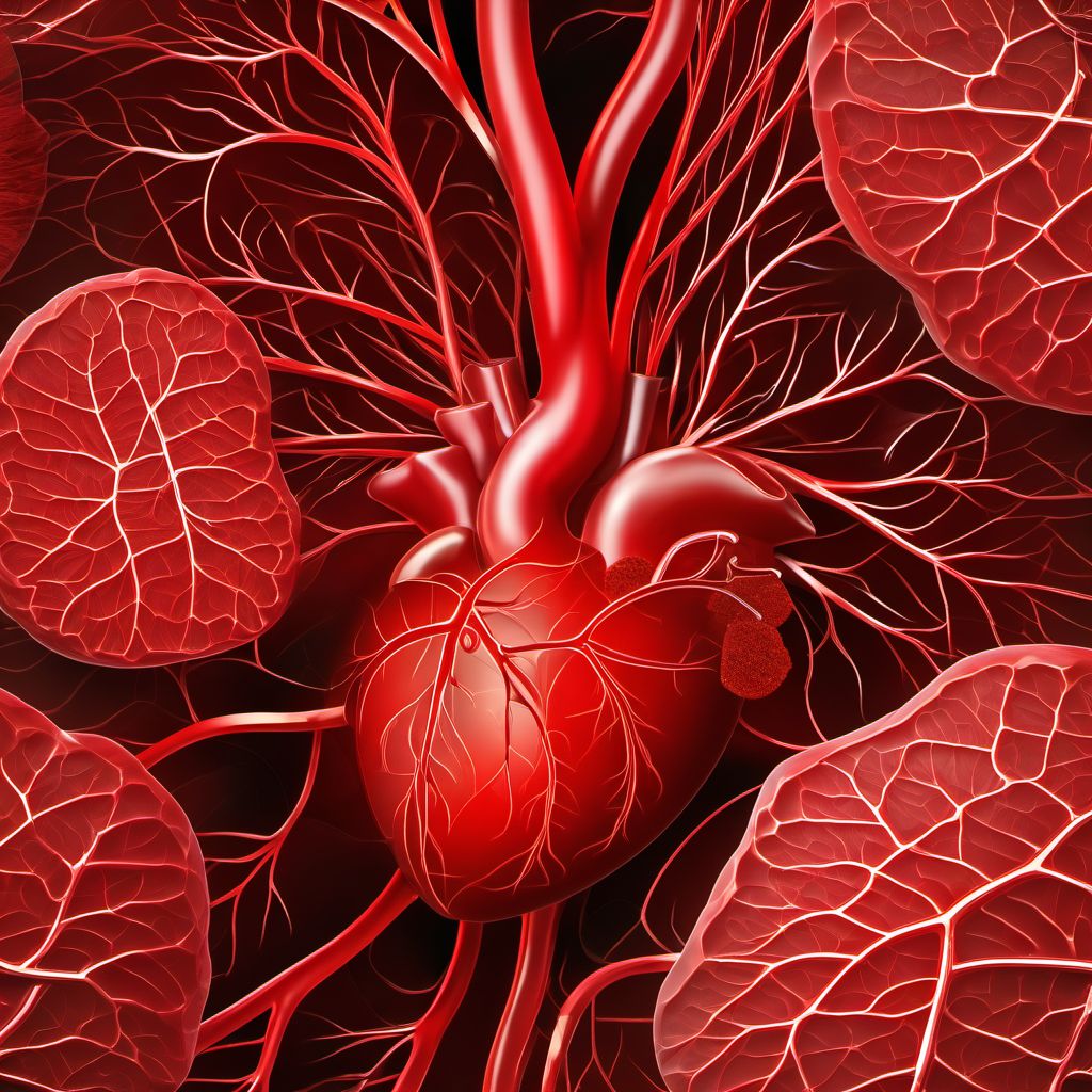 Major laceration of pulmonary blood vessels digital illustration