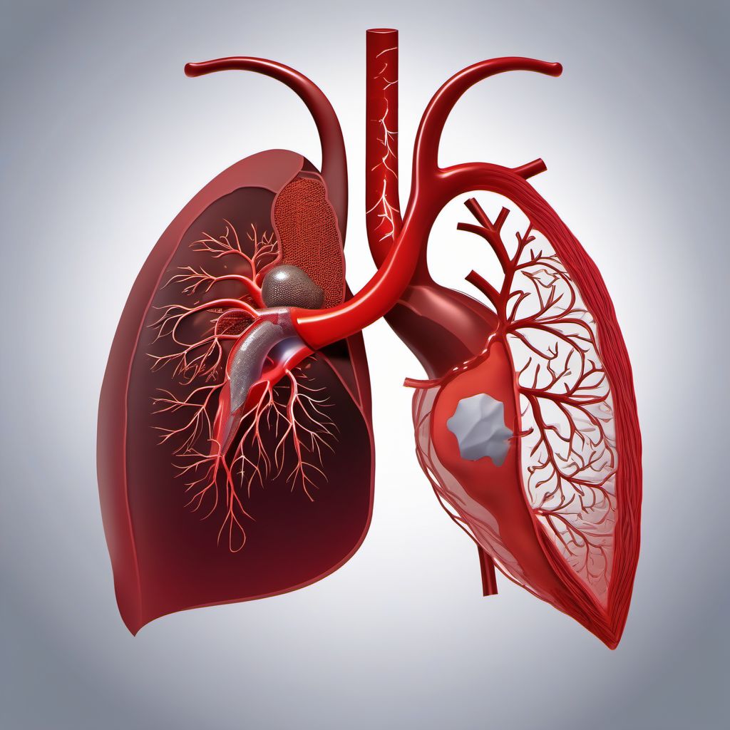 Major laceration of right pulmonary blood vessels digital illustration