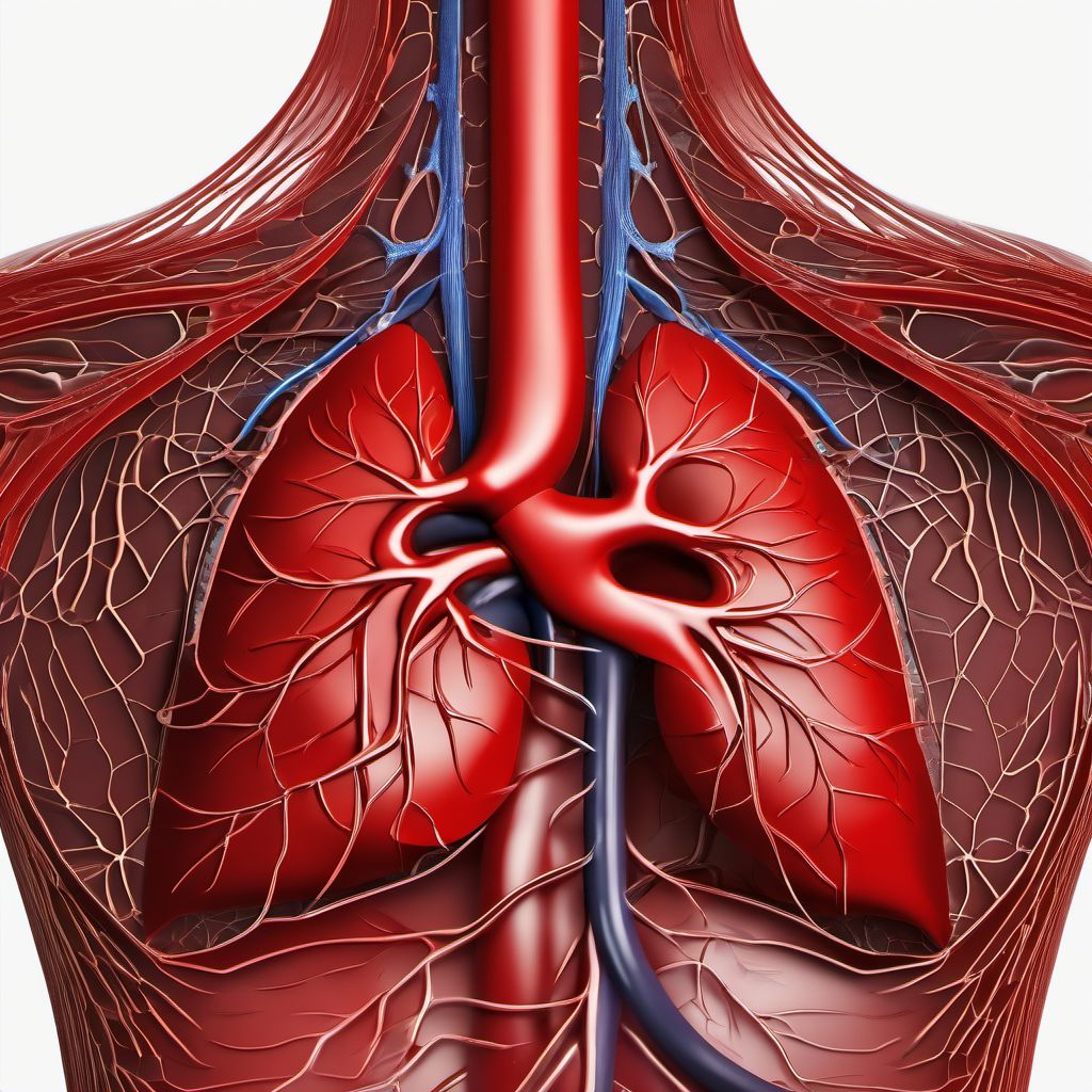 Major laceration of unspecified pulmonary blood vessels digital illustration