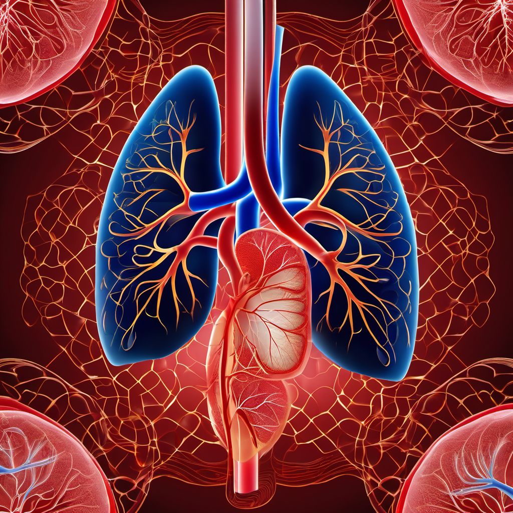 Other specified injury of right pulmonary blood vessels digital illustration