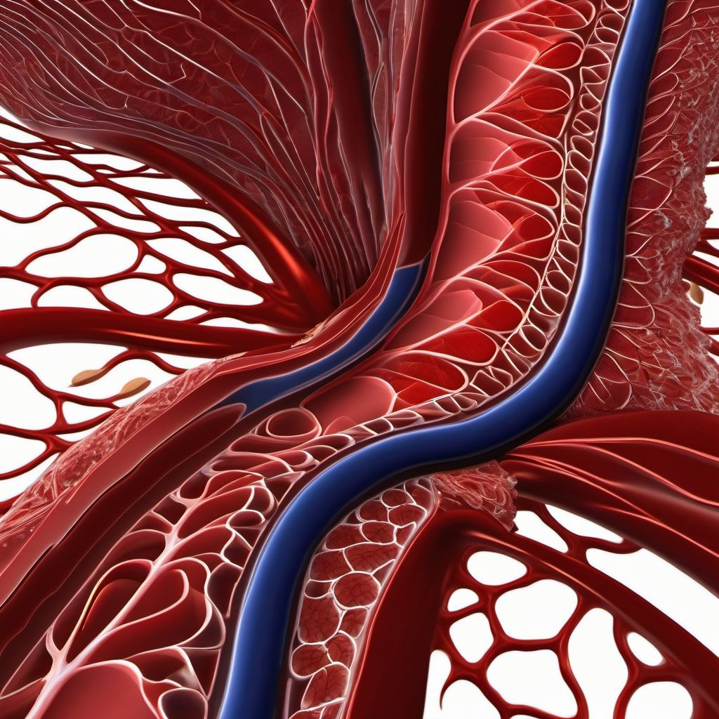 Laceration of intercostal blood vessels digital illustration