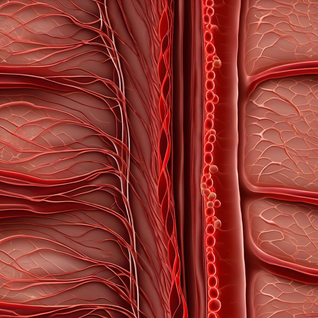 Laceration of intercostal blood vessels, right side digital illustration