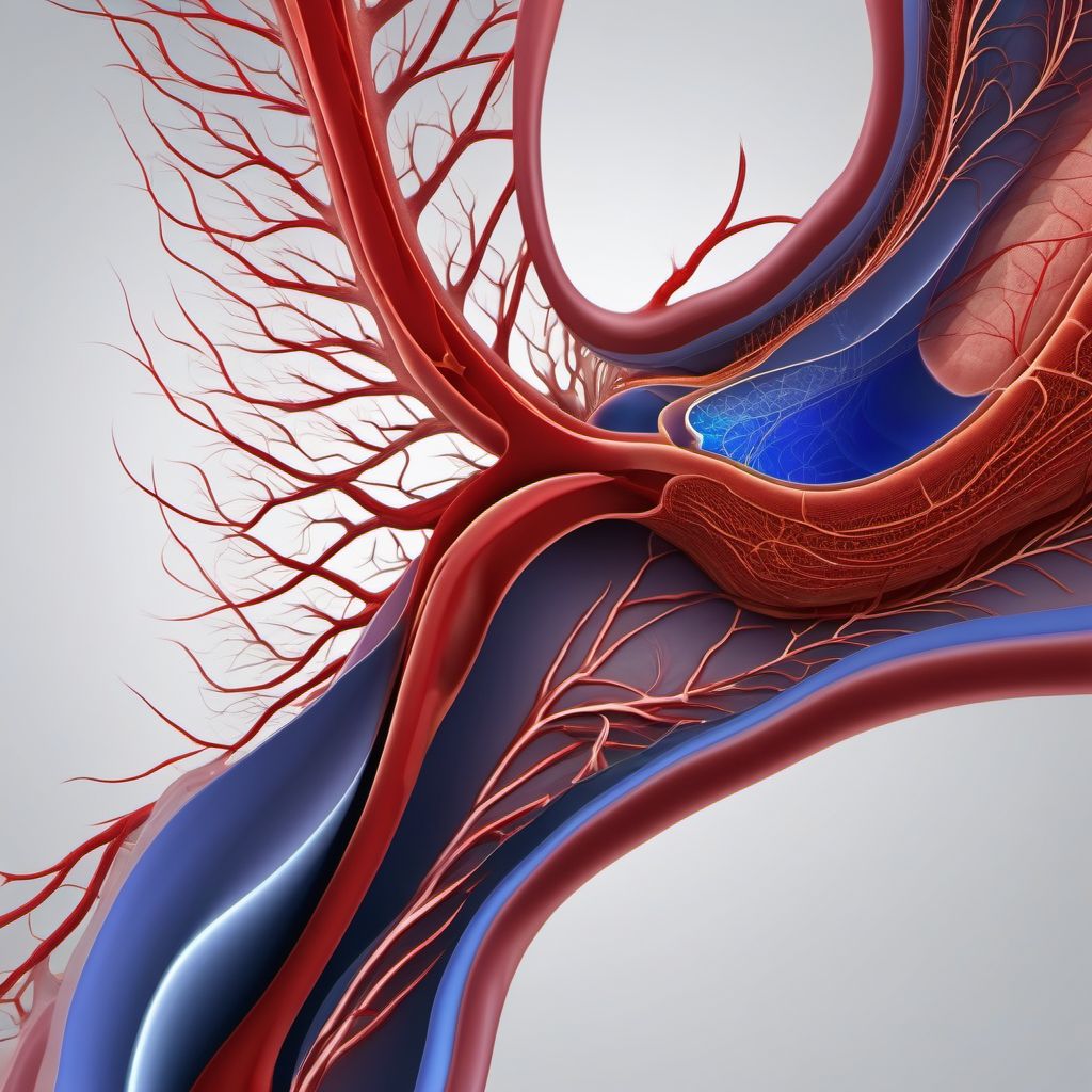 Laceration of intercostal blood vessels, left side digital illustration