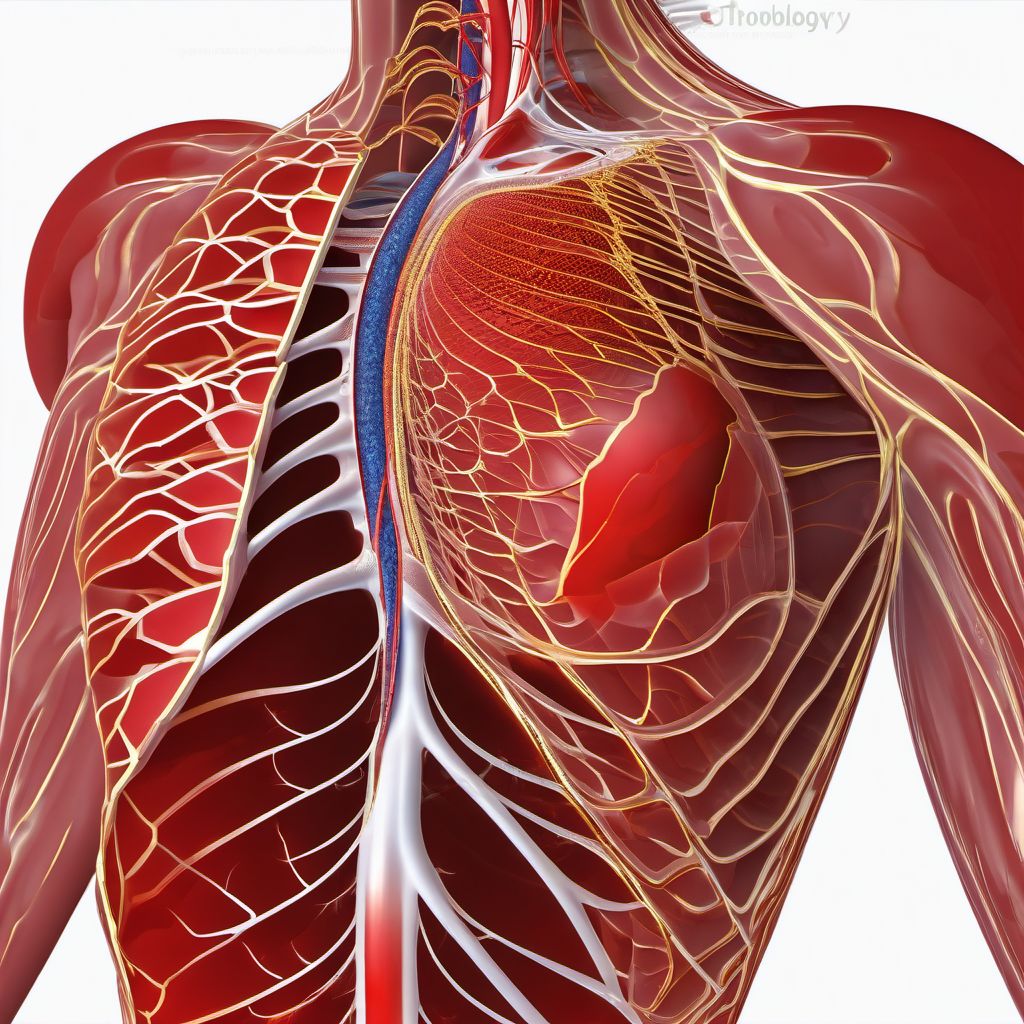 Laceration of other blood vessels of thorax, left side digital illustration