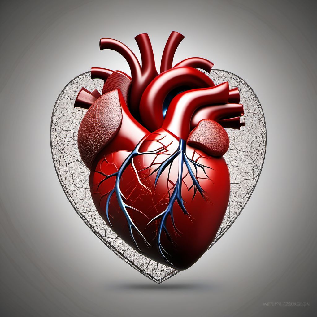 Moderate laceration of heart with hemopericardium digital illustration