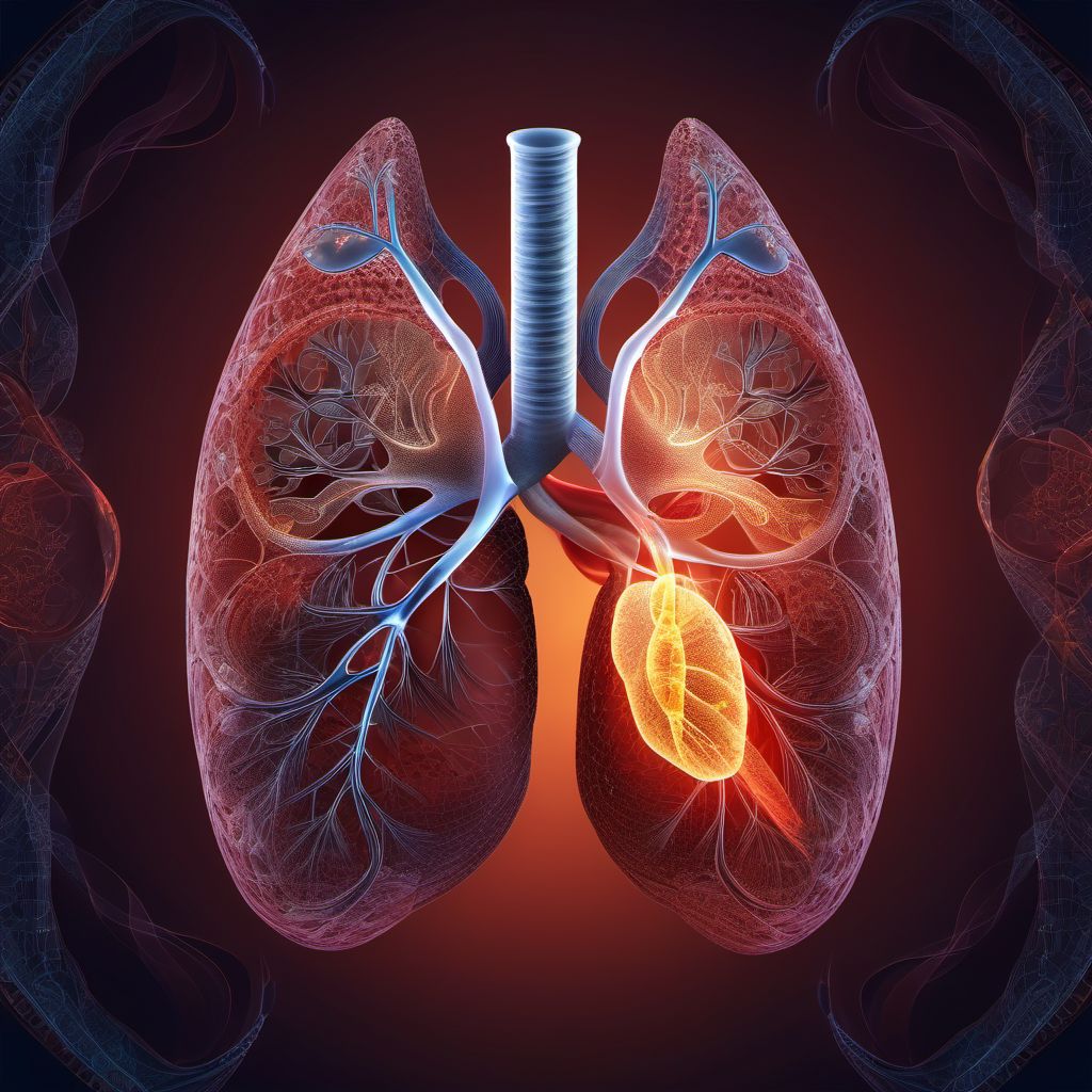 Laceration of lung, unilateral digital illustration