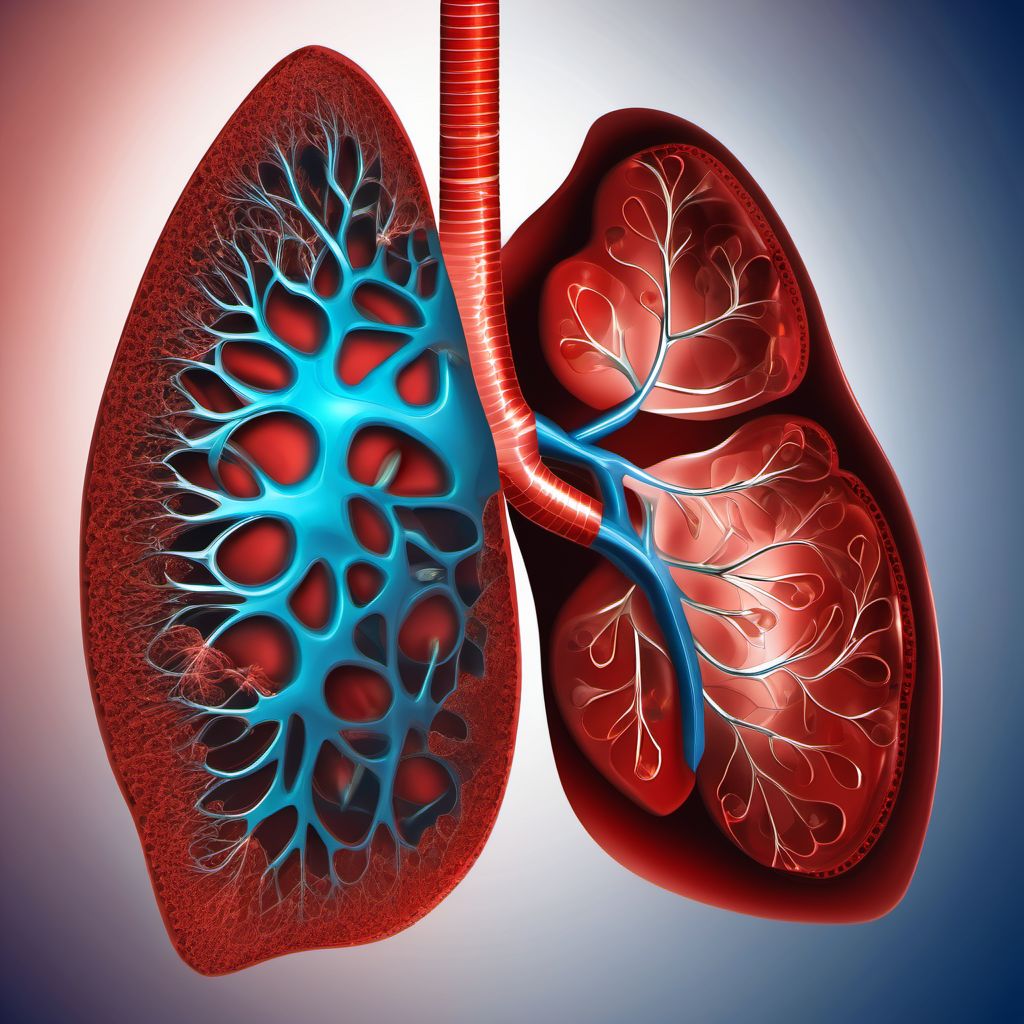 Laceration of lung, bilateral digital illustration