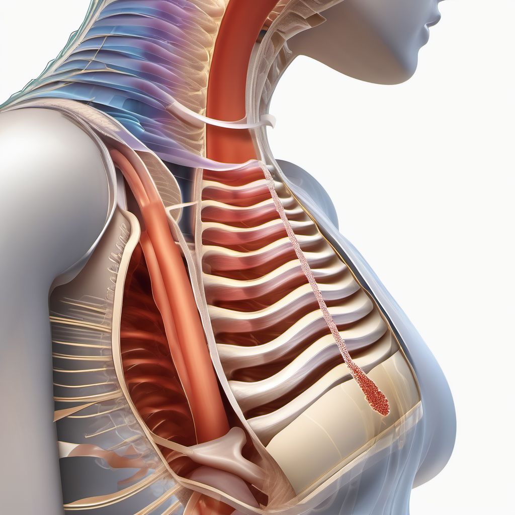 Laceration of thoracic trachea digital illustration