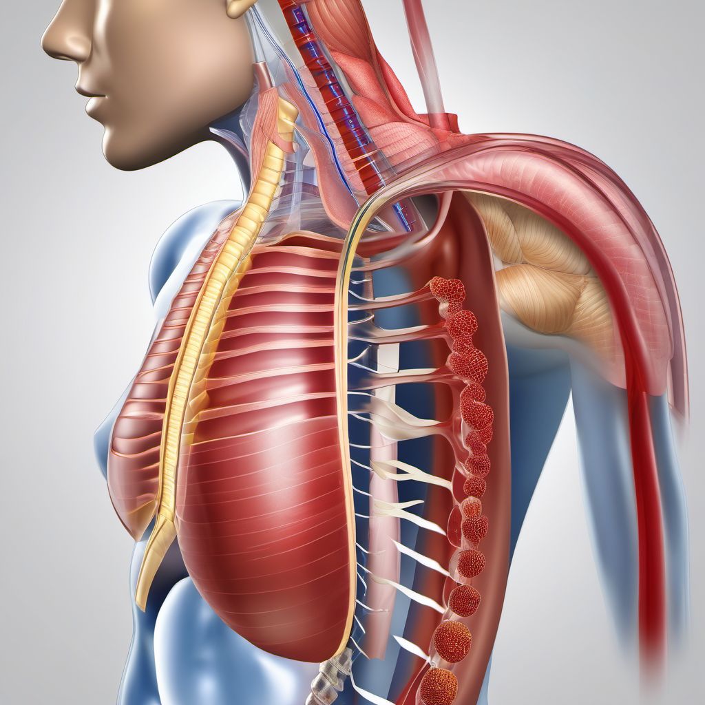 Unspecified injury of esophagus (thoracic part) digital illustration