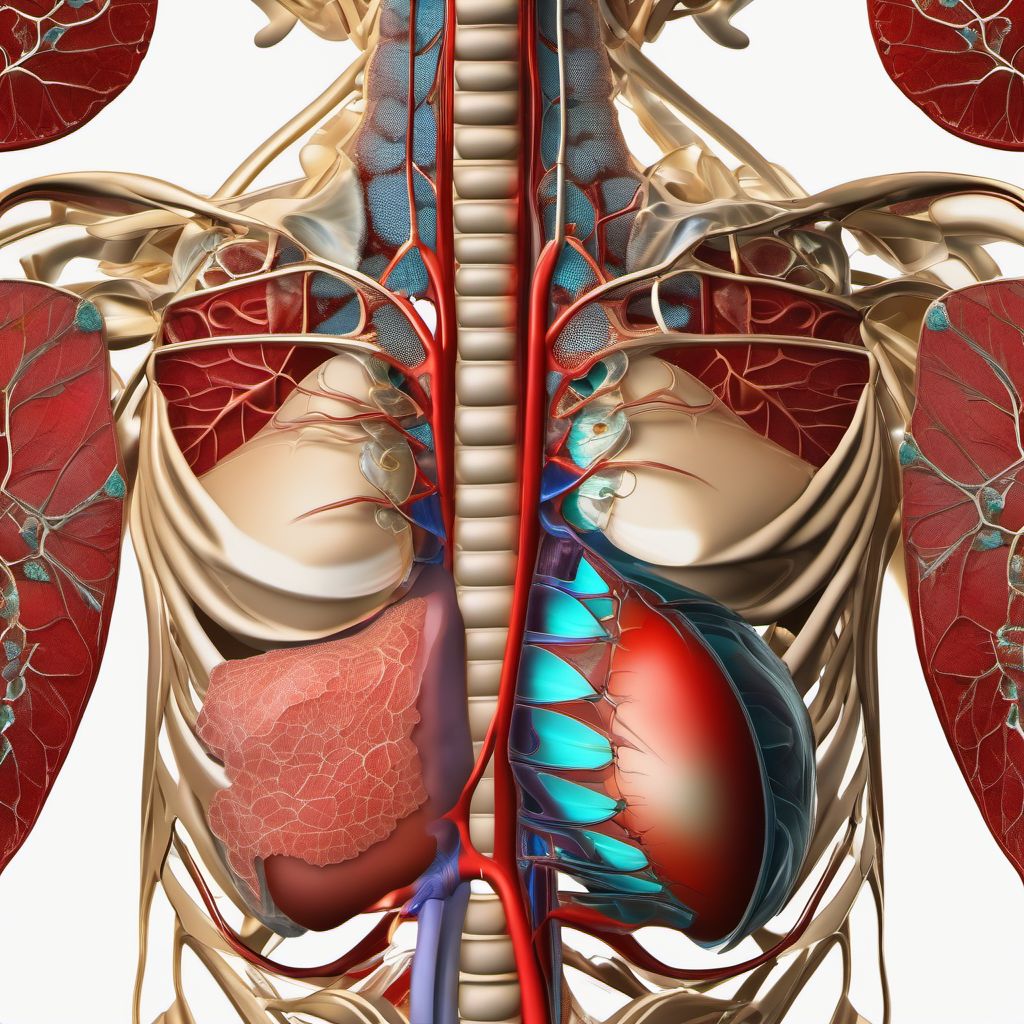 Traumatic amputation (partial) of part of thorax, except breast digital illustration