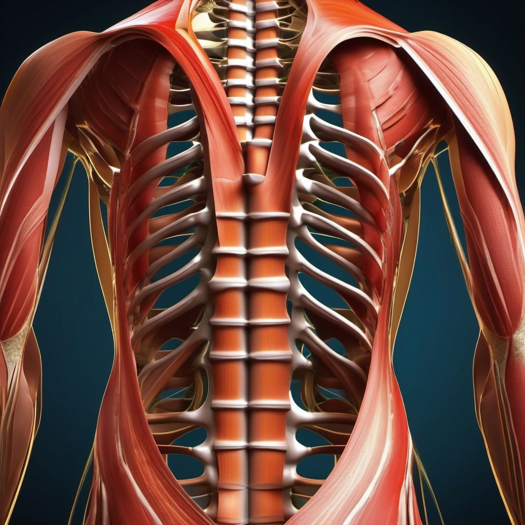 Strain of muscle and tendon of unspecified wall of thorax digital illustration