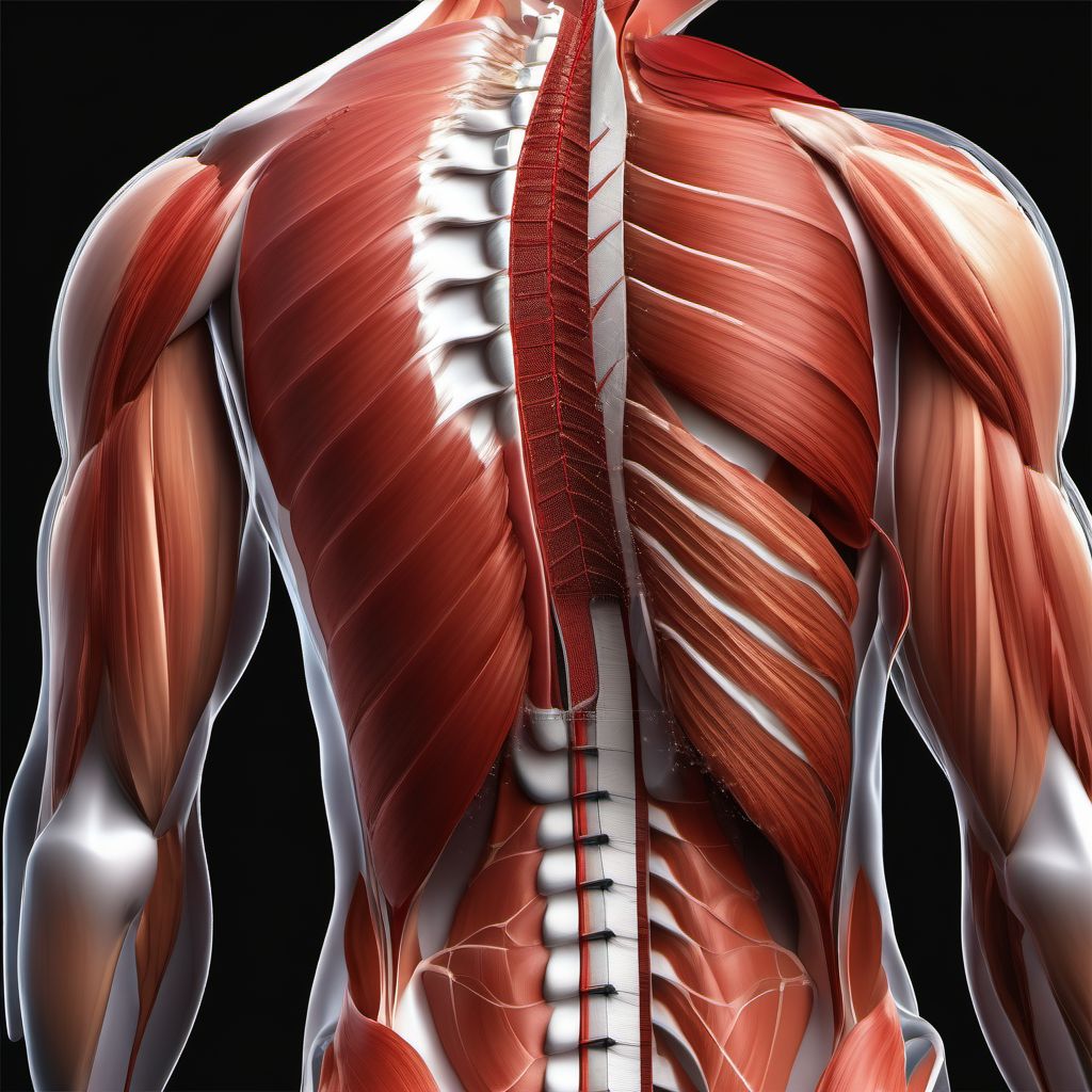 Laceration of muscle and tendon of unspecified wall of thorax digital illustration