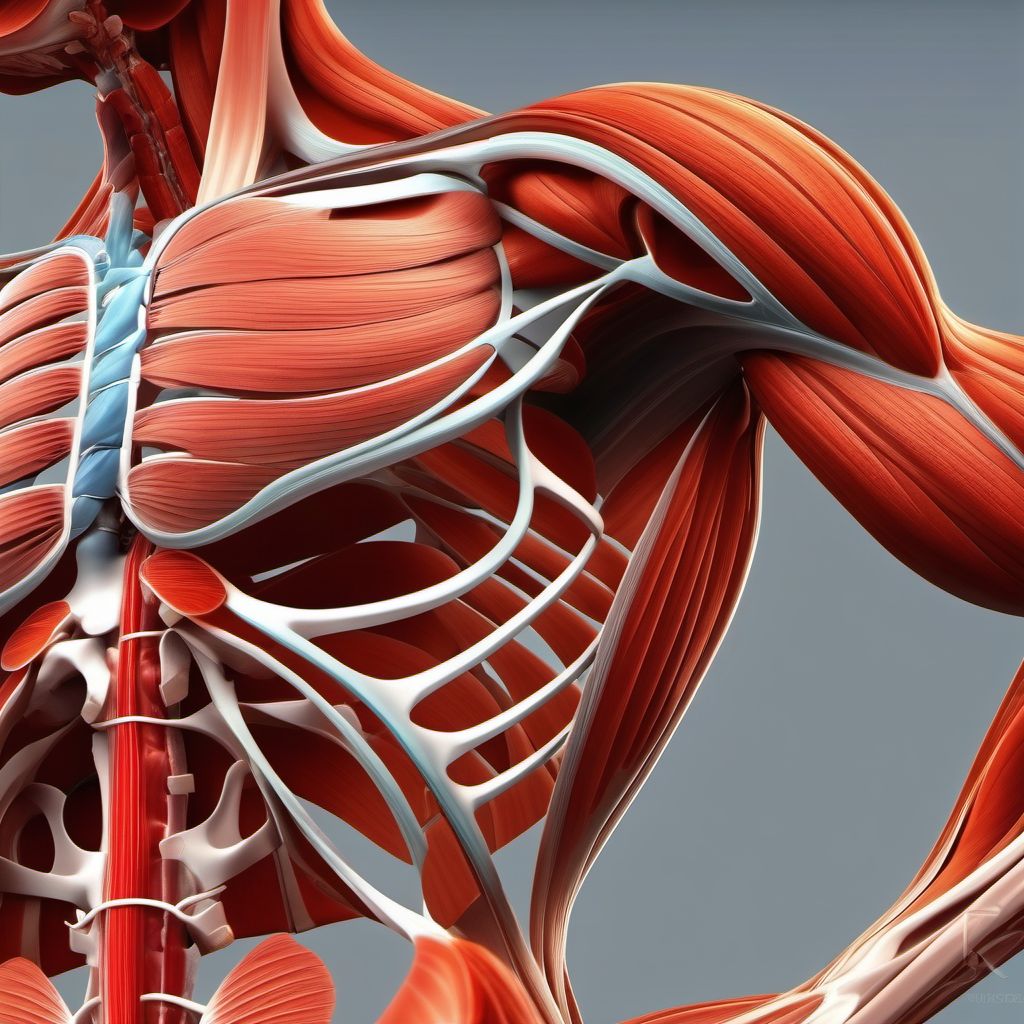 Other injury of muscle and tendon of thorax digital illustration