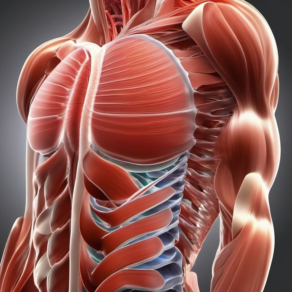 Other injury of muscle and tendon of unspecified wall of thorax digital illustration