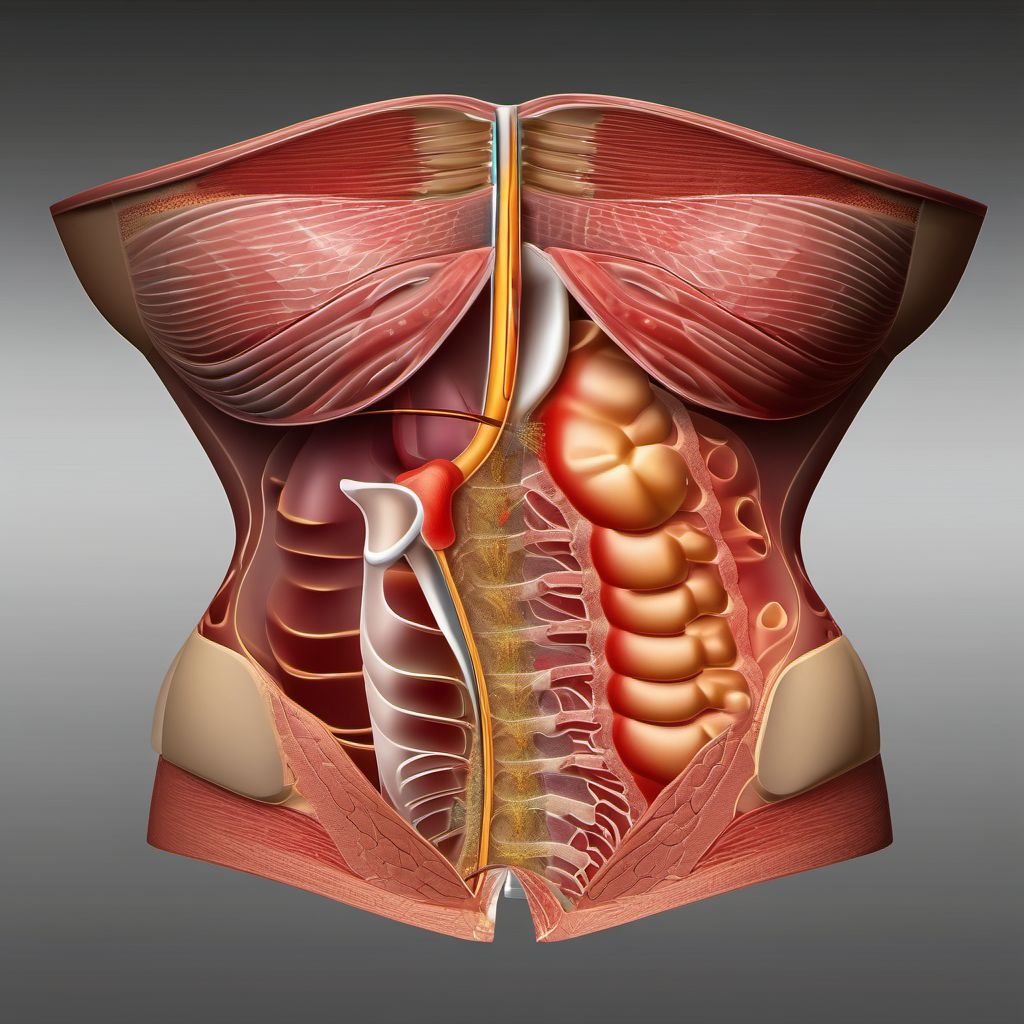 Contusion of abdominal wall digital illustration