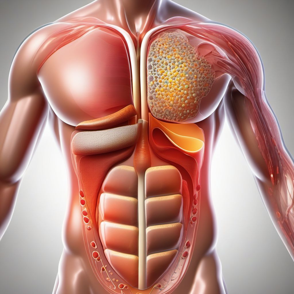 Abrasion of abdominal wall digital illustration