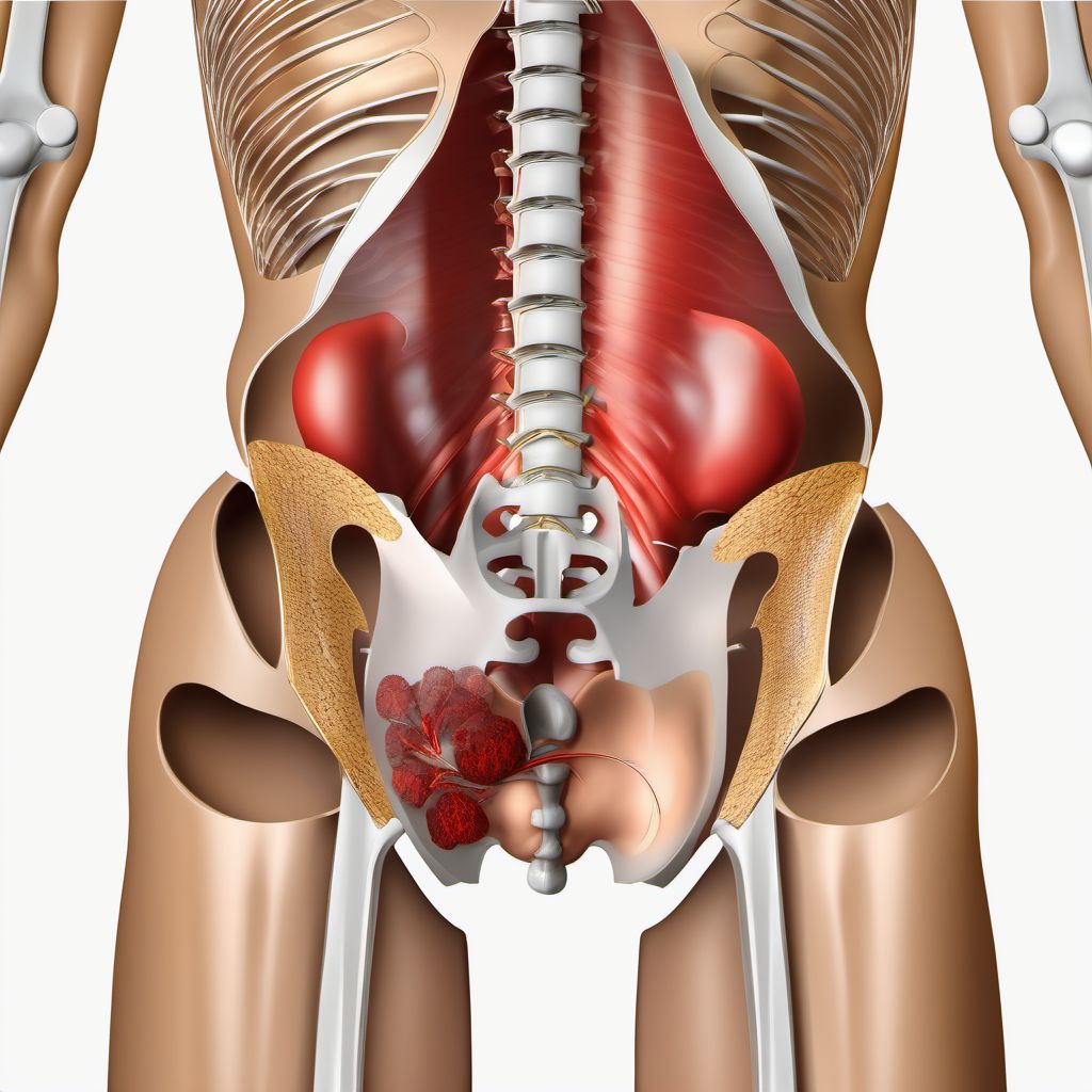 Open wound of lower back and pelvis digital illustration