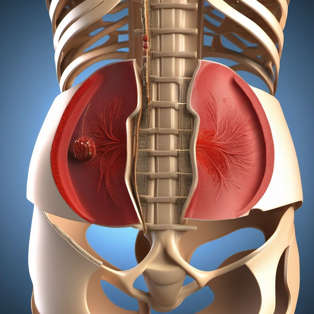 Unspecified open wound of lower back and pelvis without penetration into retroperitoneum digital illustration