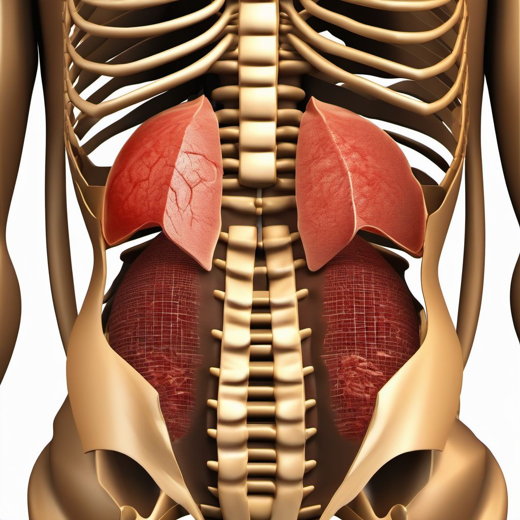 Unspecified open wound of lower back and pelvis with penetration into retroperitoneum digital illustration