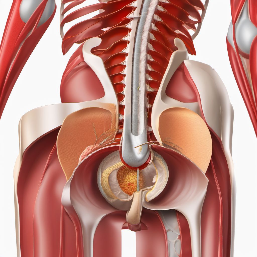 Laceration without foreign body of lower back and pelvis with penetration into retroperitoneum digital illustration