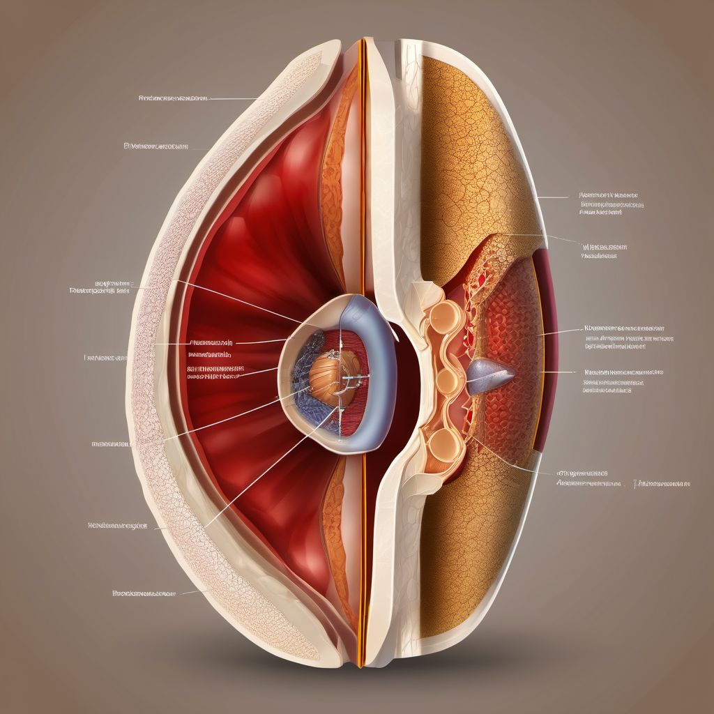 Puncture wound with foreign body of lower back and pelvis without penetration into retroperitoneum digital illustration