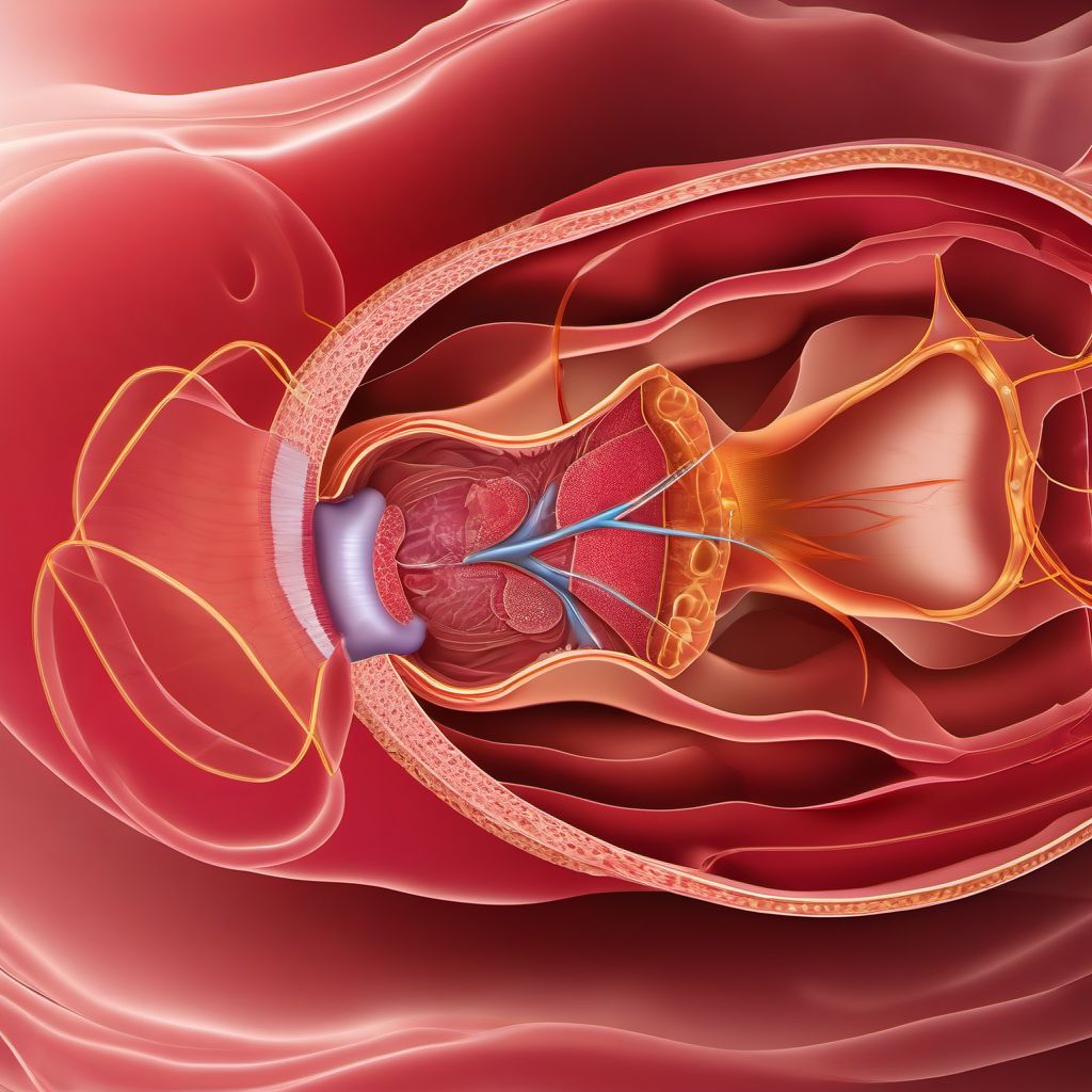 Laceration without foreign body of abdominal wall, epigastric region without penetration into peritoneal cavity digital illustration