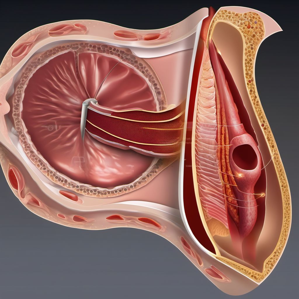 Laceration without foreign body of abdominal wall, right lower quadrant without penetration into peritoneal cavity digital illustration