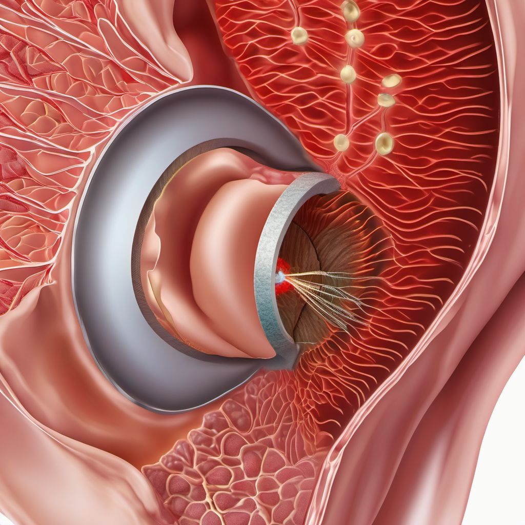 Laceration without foreign body of abdominal wall, left lower quadrant without penetration into peritoneal cavity digital illustration