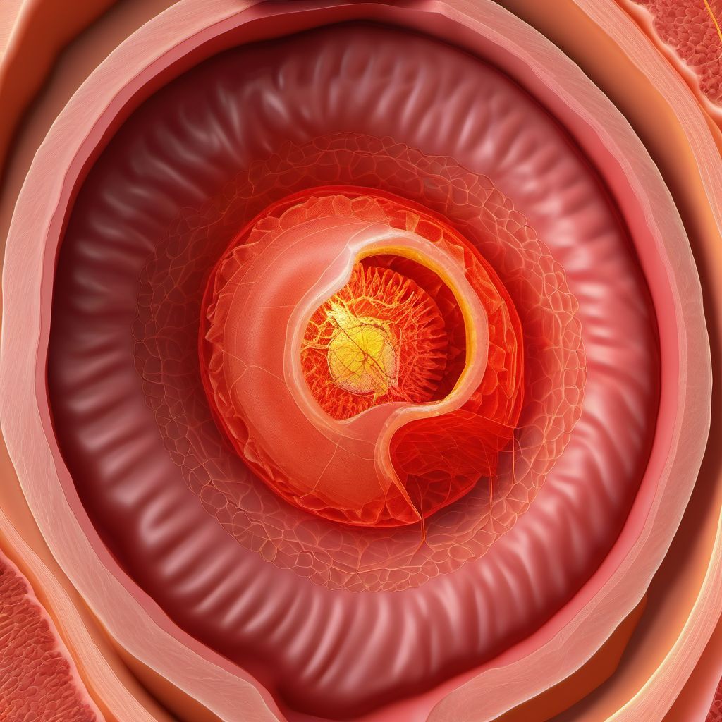 Puncture wound of abdominal wall without foreign body, right upper quadrant without penetration into peritoneal cavity digital illustration