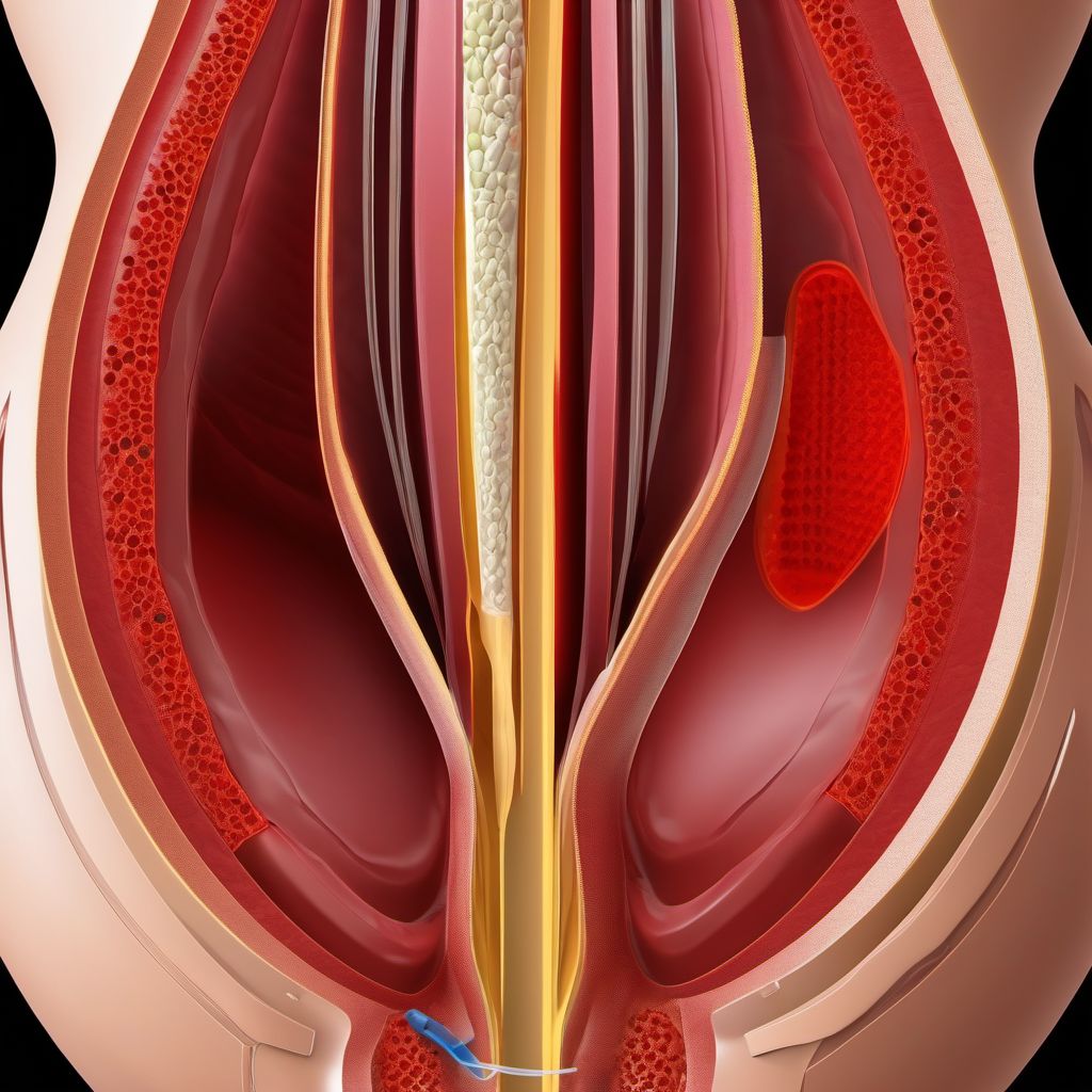 Puncture wound of abdominal wall without foreign body, epigastric region without penetration into peritoneal cavity digital illustration