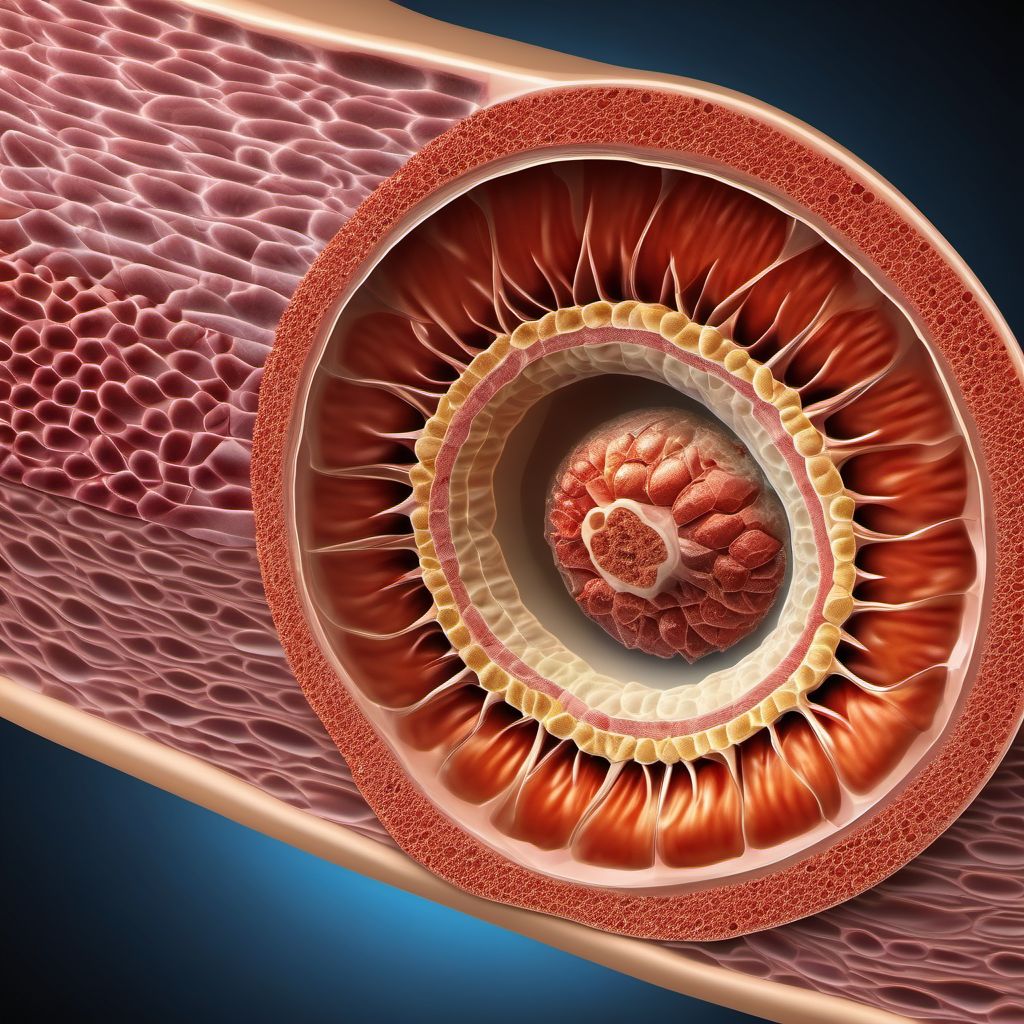 Puncture wound of abdominal wall without foreign body, left lower quadrant without penetration into peritoneal cavity digital illustration