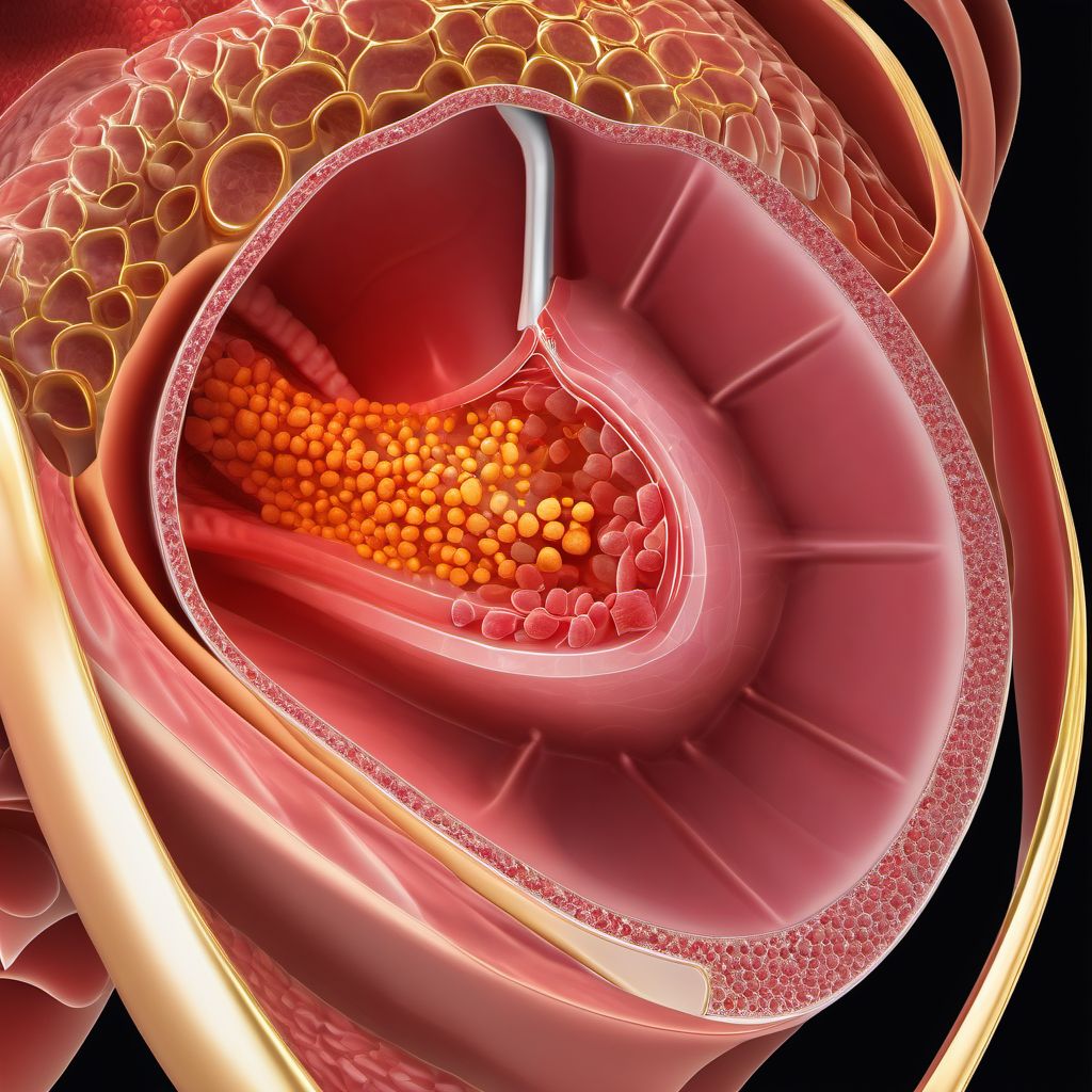 Open bite of abdominal wall without penetration into peritoneal cavity digital illustration