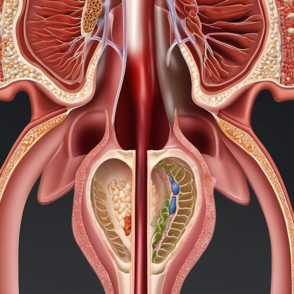 Open bite of abdominal wall, left upper quadrant without penetration into peritoneal cavity digital illustration