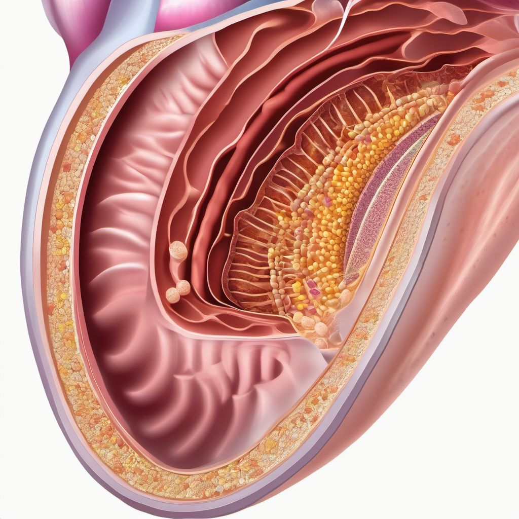 Open bite of abdominal wall, epigastric region without penetration into peritoneal cavity digital illustration