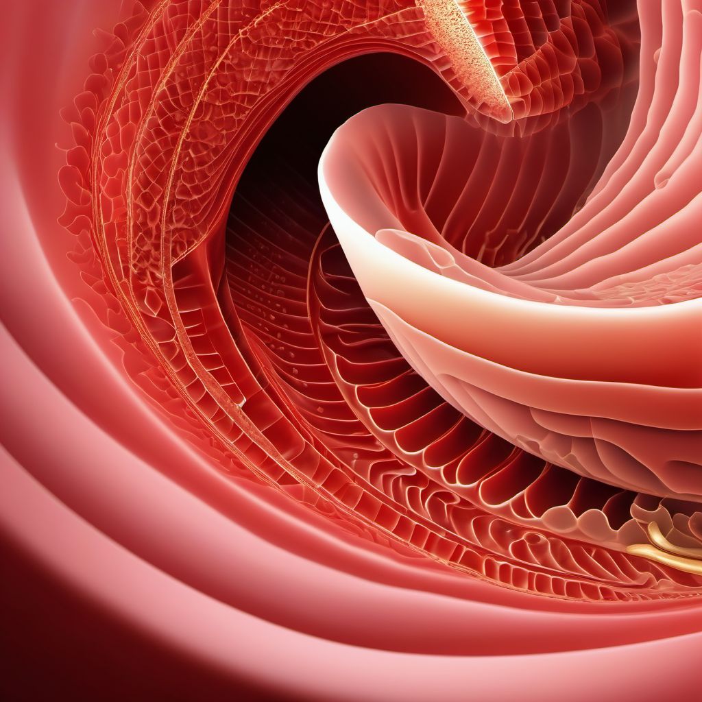 Open bite of abdominal wall, right lower quadrant without penetration into peritoneal cavity digital illustration