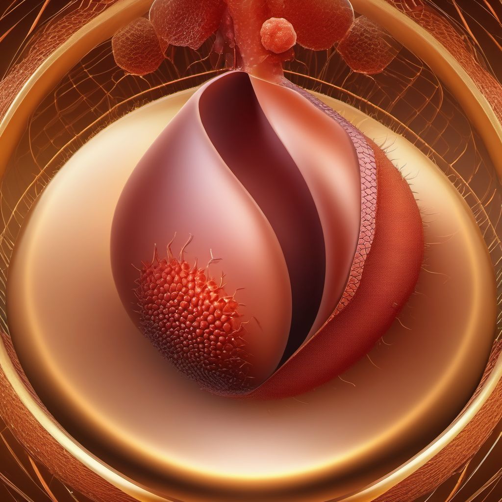 Puncture wound with foreign body of scrotum and testes digital illustration