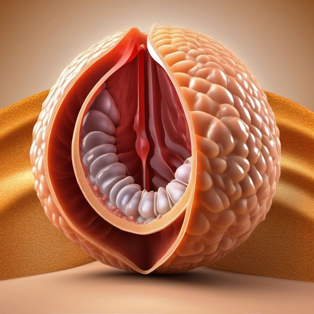 Open bite of scrotum and testes digital illustration