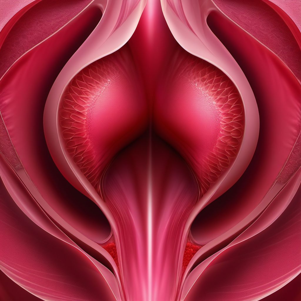 Open wound of vagina and vulva digital illustration