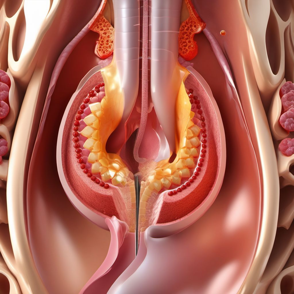 Open bite of abdominal wall with penetration into peritoneal cavity digital illustration