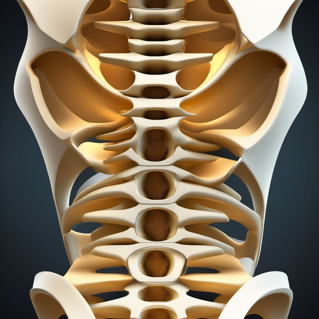 Fracture of lumbar vertebra digital illustration