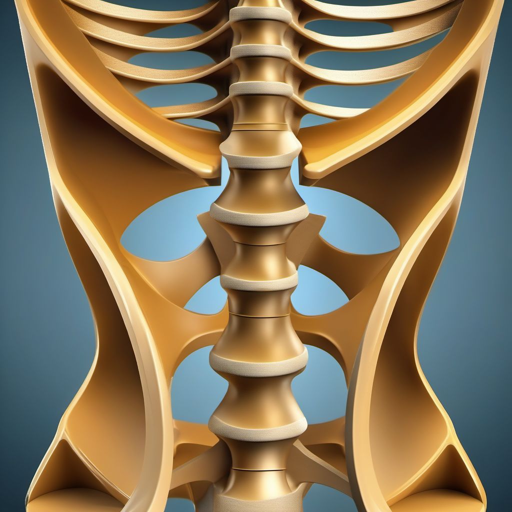 Wedge compression fracture of first lumbar vertebra digital illustration