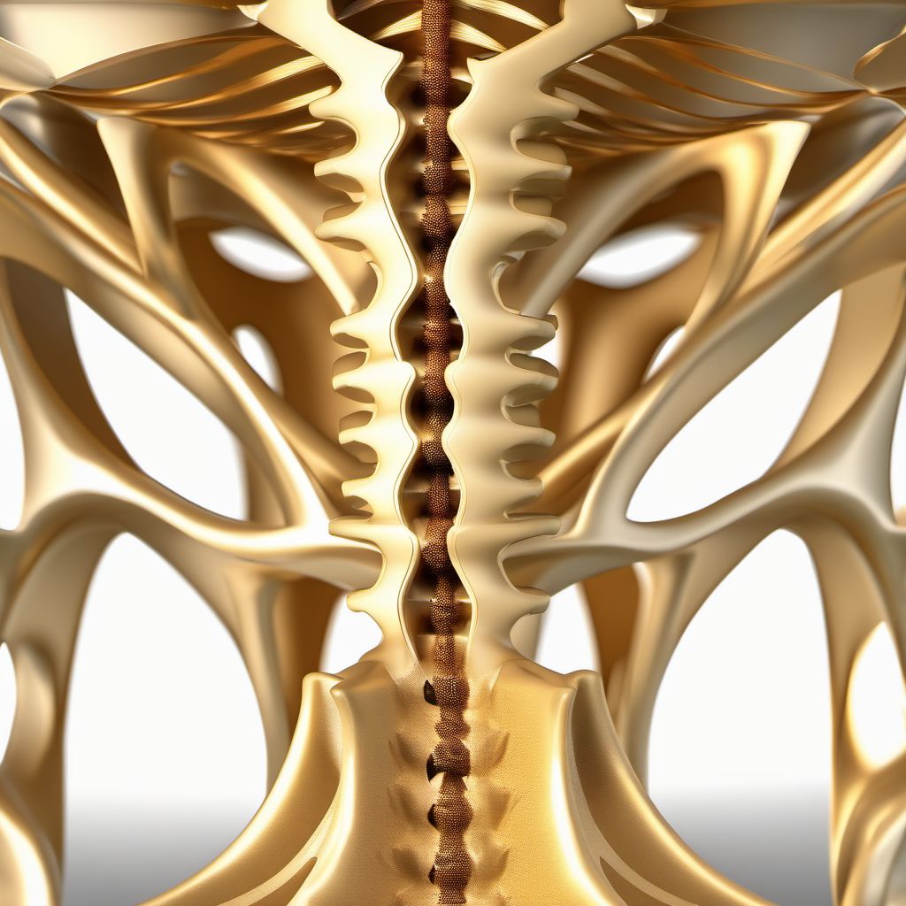 Stable burst fracture of first lumbar vertebra digital illustration