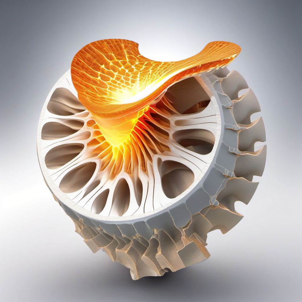 Unstable burst fracture of first lumbar vertebra digital illustration