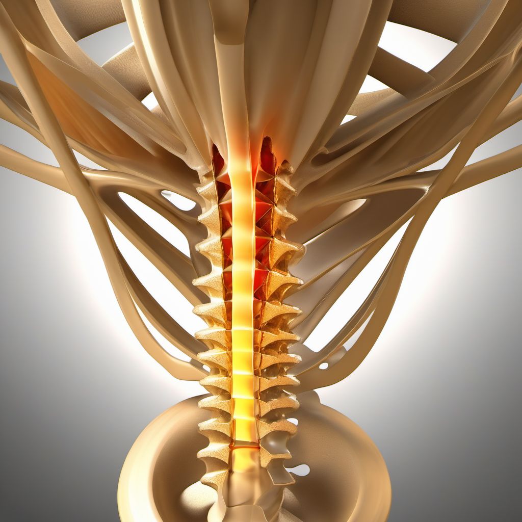 Stable burst fracture of second lumbar vertebra digital illustration