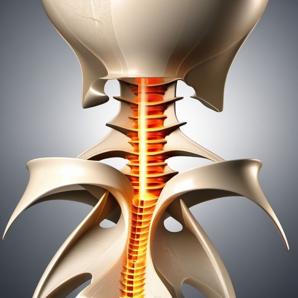 Unstable burst fracture of second lumbar vertebra digital illustration