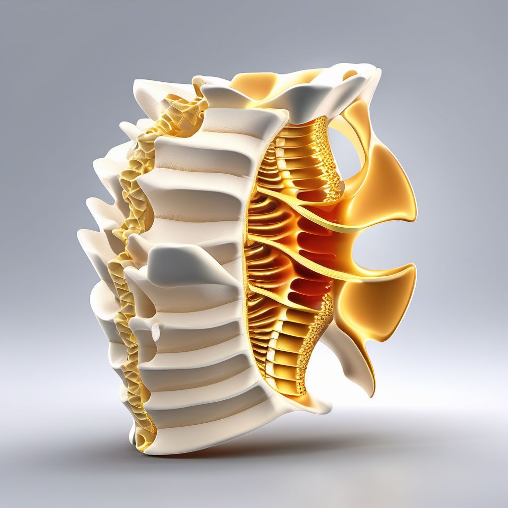 Fracture of fourth lumbar vertebra digital illustration